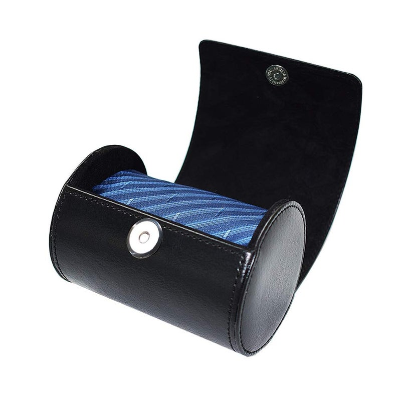 WAJJ Menâ€™s Necktie Travel Case, Tie Anti-Wrinkle Organizer Box - Formal Cylinder Shape (Black) - Image 3